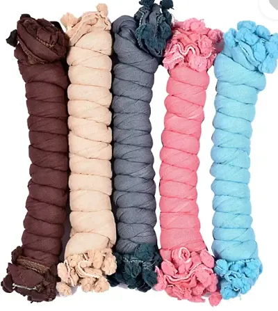 Stylish Cotton Blend Solid Dupatta - Pack of 5