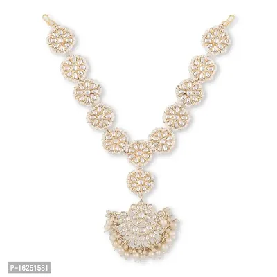 Charming Jewellery Pearl Pachi Kundan Bridal Marriage Haldi Matha Patti Hair Accessories-thumb0