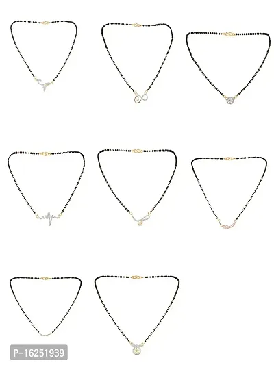 EVY Charming Jewellery 18K Gold Plated 8pc Combo AD Mangalsutra with Chain-thumb0