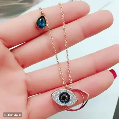 Charming Jewellery Rosegold Stainless Steel Latest Evil Eye Pendant Necklace-thumb3