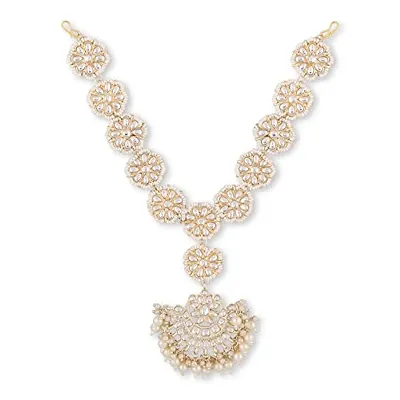 Charming Jewellery Pearl Pachi Kundan Bridal Marriage Haldi Matha Patti Hair Accessories