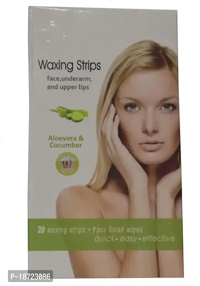 Beautiful Line Waxing Strips Face, Underarm And Upper Lips | All Skin Type | 20 Waxing Striprs + 1pcs finish Wipes| Quick, Easy , Effective (ALOE VERA  CUCUMBER)-thumb0