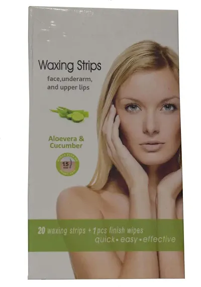 Beautiful Line Waxing Strips Face, Underarm And Upper Lips | All Skin Type | 20 Waxing Striprs + 1pcs finish Wipes| Quick, Easy , Effective (ALOE VERA  CUCUMBER)