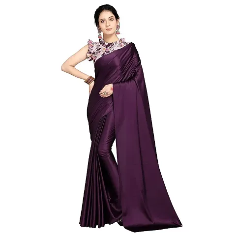 Classic Satin Solid Sarees with Blouse piece