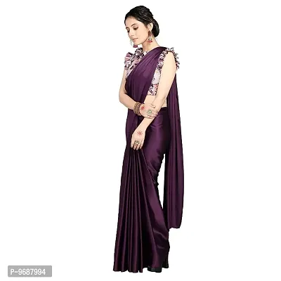 New Trendy Satin Solid Saree with Blouse piece-thumb5