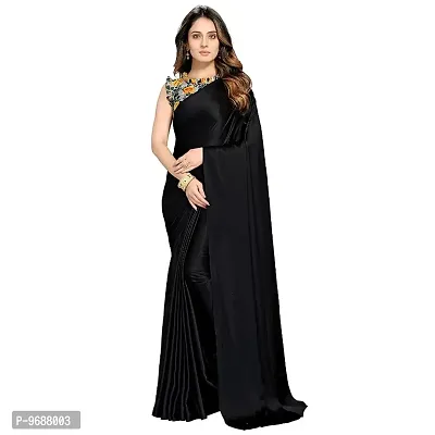 New Trendy Satin Solid Saree with Blouse piece-thumb0