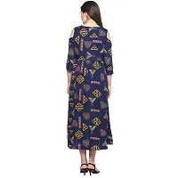 Women's Beautiful Navy Blue Printed A-Line Crepe Kurta-thumb2