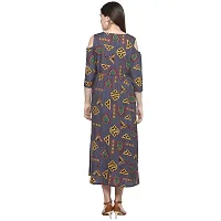 Women's Beautiful Grey Printed A-Line Crepe Kurta-thumb2