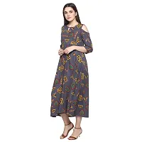 Women's Beautiful Grey Printed A-Line Crepe Kurta-thumb3