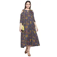 Women's Beautiful Grey Printed A-Line Crepe Kurta-thumb1