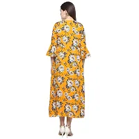 Women's Beautiful Yellow Printed A-Line Crepe Kurta-thumb2