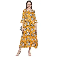 Women's Beautiful Yellow Printed A-Line Crepe Kurta-thumb1