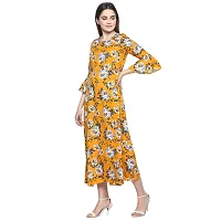 Women's Beautiful Yellow Printed A-Line Crepe Kurta-thumb3