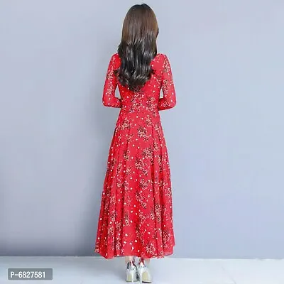 Stylish Red Crepe Dresses For Women-thumb2