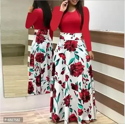 Stylish Red Crepe Dresses For Women-thumb0
