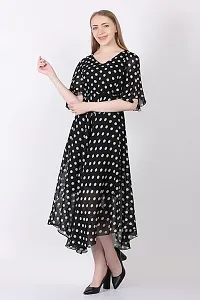 Stylish Black Georgette Printed A-Line Dress For Women-thumb2