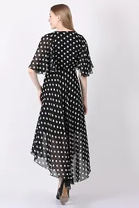 Stylish Black Georgette Printed A-Line Dress For Women-thumb1