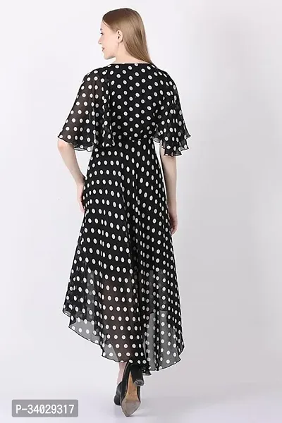 Stylish Black Georgette Printed A-Line Dress For Women-thumb2