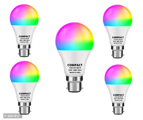 Compact 9Watt Led Light B22 Round 3 Color In 1 Led Bulb Red Blue Pink Pack Of 5