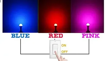Compact 9Watt Led Light B22 Round 3 Color In 1 Led Bulb Red Blue Pink Pack Of 5-thumb3