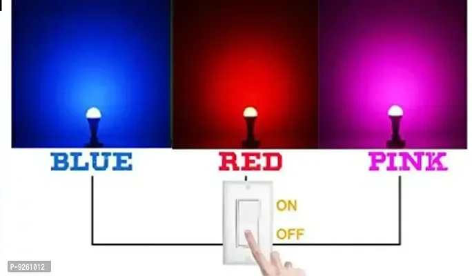 Compact 9Watt Led Light B22 Round 3 Color In 1 Led Bulb Red Blue Pink Pack Of 5-thumb4