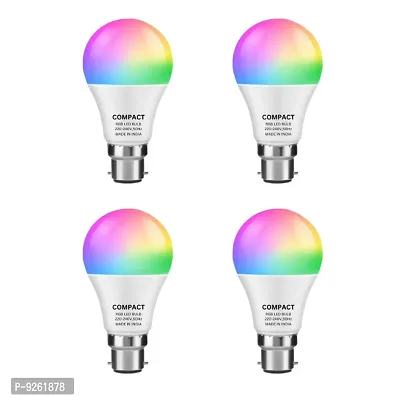 Compact 9Watt Led Light B22 Round 3 Color In 1 Led Bulb Red Blue Pink Pack Of 4-thumb0