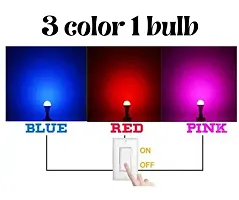 Compact 9Watt Led Light B22 Round 3 Color In 1 Led Bulb Red Blue Pink Pack Of 4-thumb3