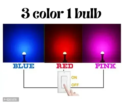 Compact 9Watt Led Light B22 Round 3 Color In 1 Led Bulb Red Blue Pink Pack Of 4-thumb4
