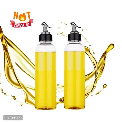 1Litre Oil Dispenser, pourer and stopper Combo Pack of 2 Transparent plastic oil bottle