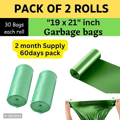 Premium Quality Bio-degradable Ecofriendly Garbage  Trash Bag 19 x 21 inch (Green) Pack of 2 (60bags)-thumb0