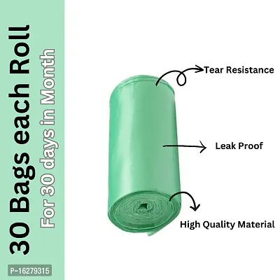 Premium Quality Bio-degradable Ecofriendly Garbage  Trash Bag 19 x 21 inch (Green) Pack of 2 (60bags)-thumb2