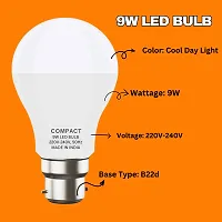 COMPACT 9W B22 Base Cool day LED Bulb Light Pack of 1 with 5W LED Candle Light Pack of 1 Free Combo-thumb1