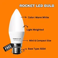 COMPACT 9W B22 Base Cool day LED Bulb Light Pack of 1 with 5W LED Candle Light Pack of 1 Free Combo-thumb2