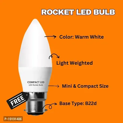 COMPACT 9W B22 Base Cool day LED Bulb Light Pack of 1 with 5W LED Candle Light Pack of 1 Free Combo-thumb3