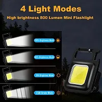 Mini 800 lumens LED Flashlight Pack of 1 Black COB Rechargeable Keychain Mini flash floodlight 3 Modes light Portable Pocket Light with Folding Bracket Bottle opener and Magnetic Base-thumb1