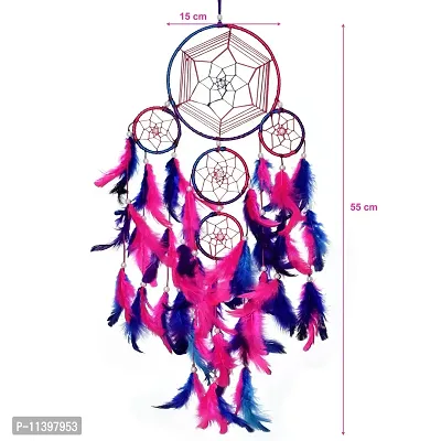 Mehruna Dream Catchers Wall Hangings for Home Decor Bedroom Livingroom Balcony Car Handmade Dreamcatcher with Lightening for Positivity Feathers Wall Decoration Items for Kids Room|55 x 15 cm-thumb3