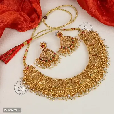 Graceful Design Gold Plated Traditional Necklace with Earrings Sets for Women and Girls Fashion