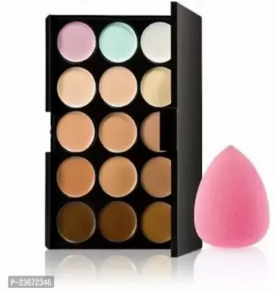 seyblush Colors Contour Concealer Palette+ 1 Beauty Flawless Makeup Blender Puff  (2 Items in the set)-thumb0