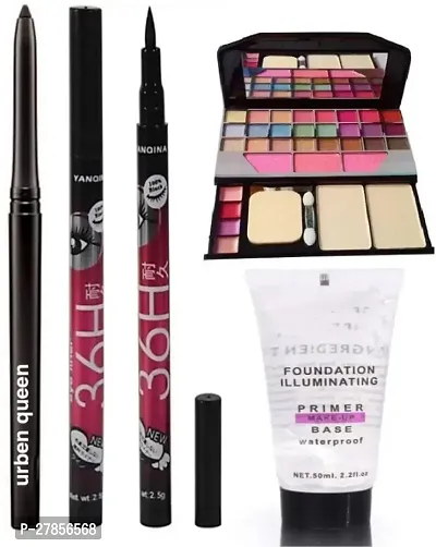 Kajal + 2 Pc 36 Hours Stay Eyeliner And Makeup Base Primer And Tya All Is One Makeup Kit (5 Items)