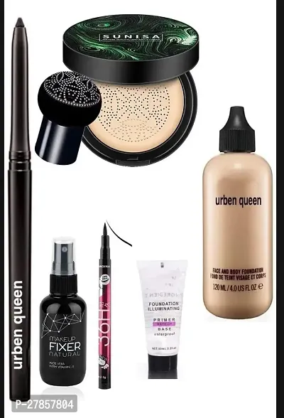 Kajal And Makeup Base Primer And36 Hours Stay Eyeliner And Foundation Liquid Bottle (6 Items)