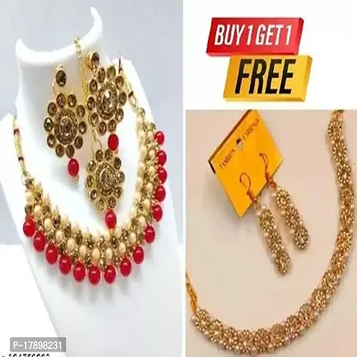 New Buy 1 Get 1 jewellery set Red and pre Gold-thumb0