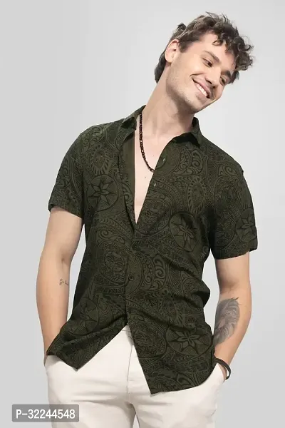 Men Polycotton Digital Printed Stitched Half Sleeve Shirt-thumb0