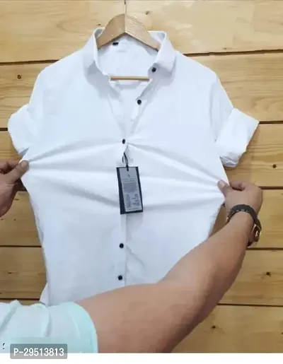 Reliable White Cotton Solid Short Sleeves Casual Shirts For Men