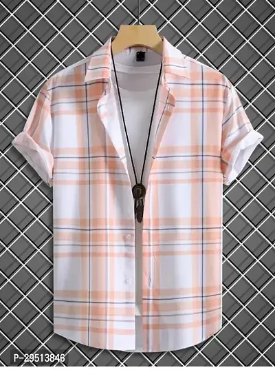 Reliable Pink Cotton Printed Short Sleeves Casual Shirts For Men-thumb0