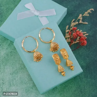 Gold Plated Latest Fancy Stylish Zircon Bali Earrings For Women and Girls-thumb0