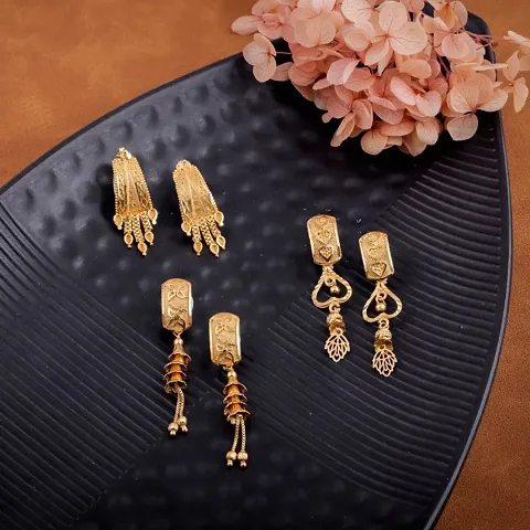 Pack Of 3 Gold Plated Brass Latest Drop Earring For Women
