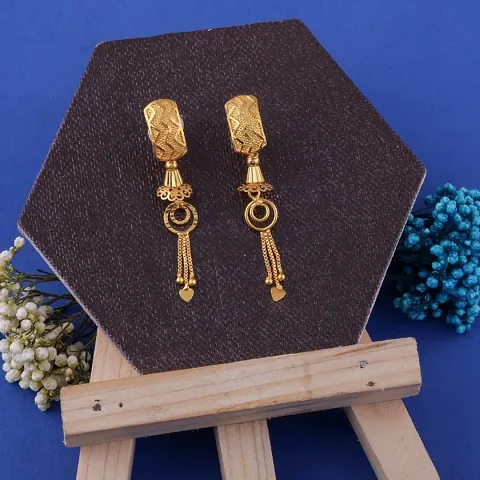 Gold Plated Stylish Zircon Bali Earrings For Women
