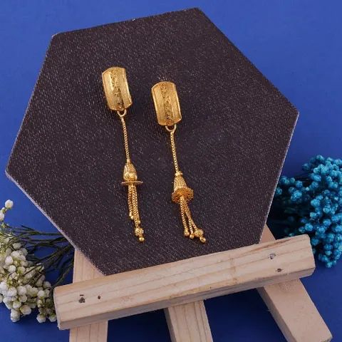 Gold Plated Brass Fancy Zircon Bali Earrings For Women and Girls