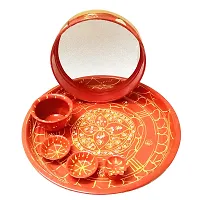 Pooja Ghar Traditional Decorative Karwachauth Pooja thali Set Festival Pooja Thali Includes karwachauth channi Pooja Thali Set - 10 inch-thumb3