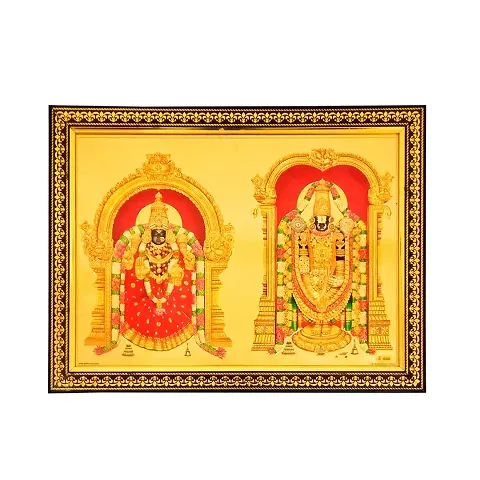Pooja Ghar Gold Tirupati Balaji Photo Frame (10 x 12.5 inch) |Photo Frames | Lord Venkateswara Photo frame | Tirupati Balaji photo frame (10 X 12.5 Inch)